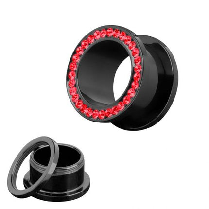 PTK / 12mm - Schwarz - rote Kristalle