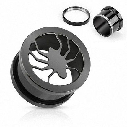 Flesh Schraub Tunnel Edelstahl Spinne Schwarz