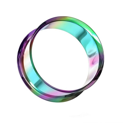 Flesh Tunnel Double Flared Edelstahl PVD Rainbow