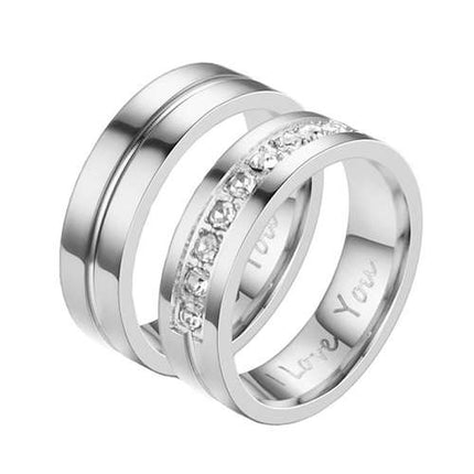 Edelstahl Ring Silber Verlobungsring Partnerring Liebesring I Love You