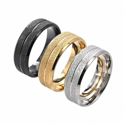 Edelstahl Ring Matt Diamantiert sandgestrahlt mit Nut Unisex 8mm