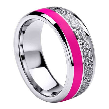 Damenring Edelstahl Pink Epoxy hochglanzpoliert Verlobungsring