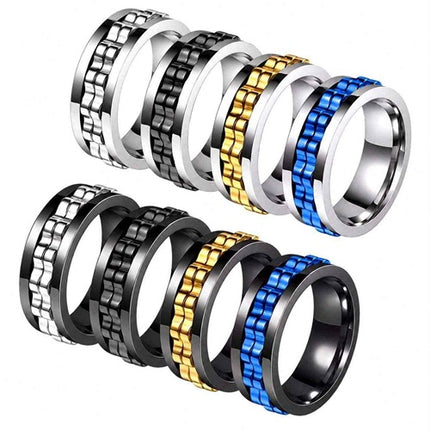 Herrenring Edelstahl drehbar Spinning Ring Kettenring Fidget Fingerring