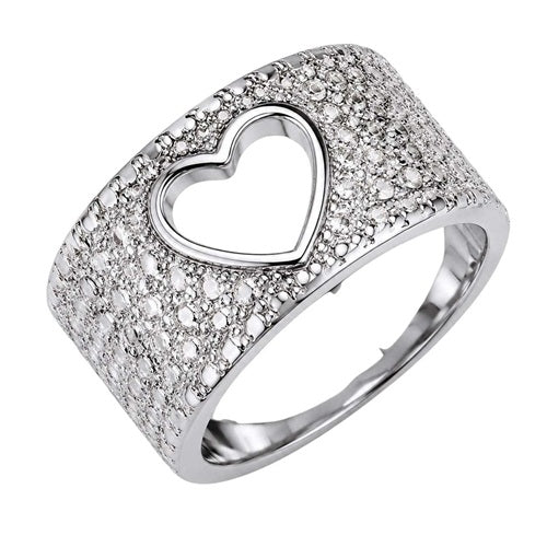 Damen Herz Ring Edelstahl Silber Zirkonia Kristalle Elegant Breit
