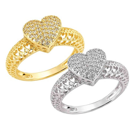 Damen Herz Ring Zirkonia Schmuckring elegant glänzend