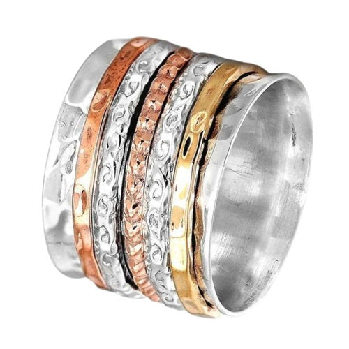 Spinner Ring Edelstahl Anti Stress Damen Herren Meditationsring Wasserfest Boho