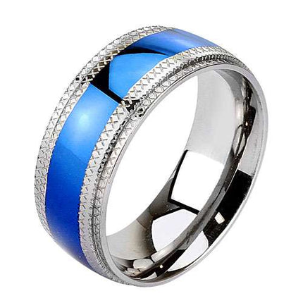Verlobungsring Partnerring Freundschaftring Silber Tribal Blau Inlay
