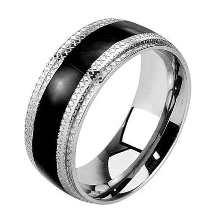 Verlobungsring Partnerring Freundschaftring Silber Tribal Schwarz Inlay