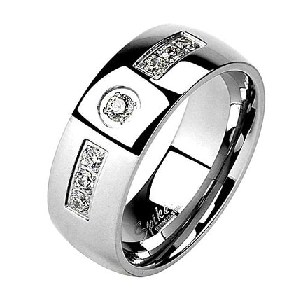 Partnerring Liebesring Edelstahl Ring mit Zirkonia Kristall