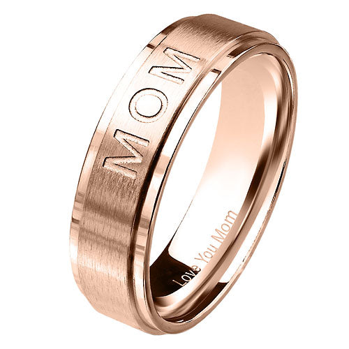 Damenring Rosegold Edelstahl gebürstet mit Gravur Love You Mom