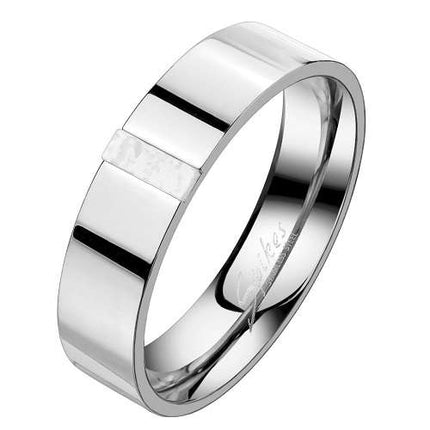 Edler Edelstahl Ring Schmuck Fingerring Silber mit eingefasste rechteckigen Opal