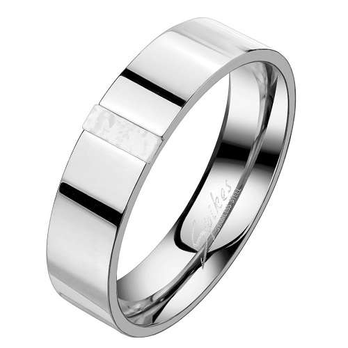 Edler Edelstahl Ring Schmuck Fingerring Silber mit eingefasste rechteckigen Opal