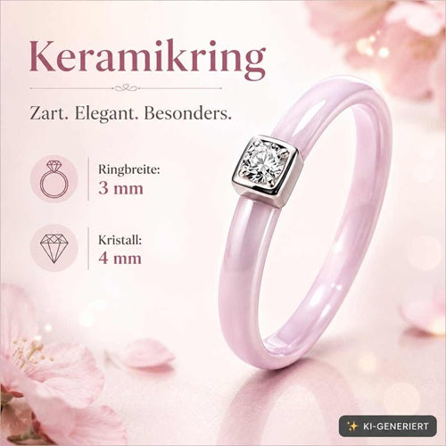Keramik Damen Ring Partnerring Verlobungsring Fingerring Elegant mit Kristall