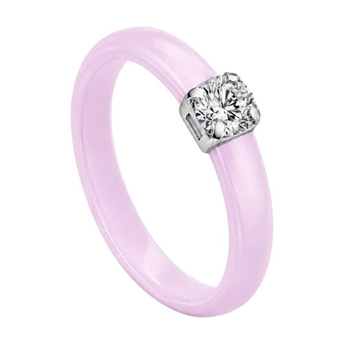 Keramik Damen Ring Partnerring Verlobungsring Fingerring Elegant mit Kristall