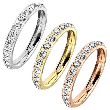 Titan Damenring Designer Verlobungsring Ehe Fingerring mit kleinen Kristallen Ewigkeitsring