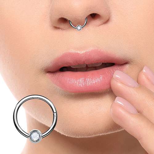 Septum Nase Ohr Segment Ring Piercing Clicker Scharnier mit Kristallkugel