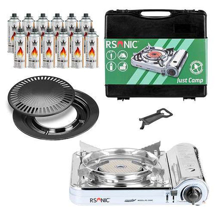 Gaskocher Keramik Campingkocher | Koffer | Grillplatte | Gas | Outdoor BBQ Herd Grill