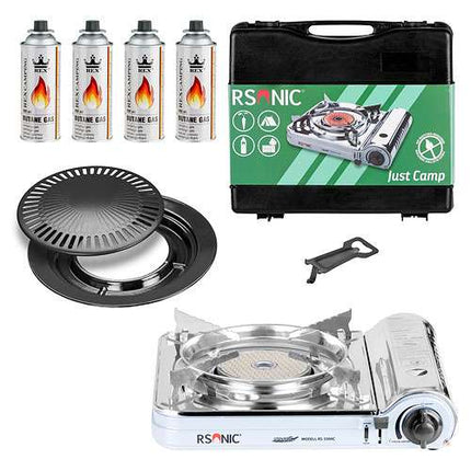 RS-3500C (Silber) + Grillplatte + 4 Gasflaschen