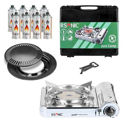 RS-3500C (Silber) + Grillplatte + 8 Gasflaschen