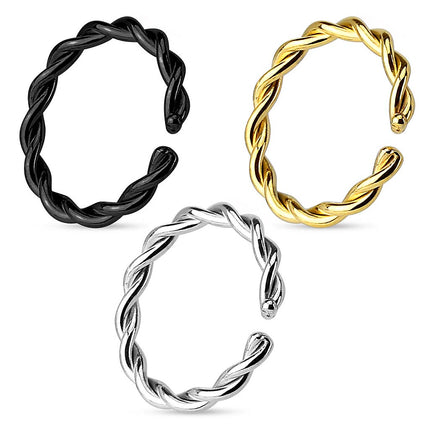 Septum Fake Ohr Piercing Nasenpiercing Ring gedreht Silber IP