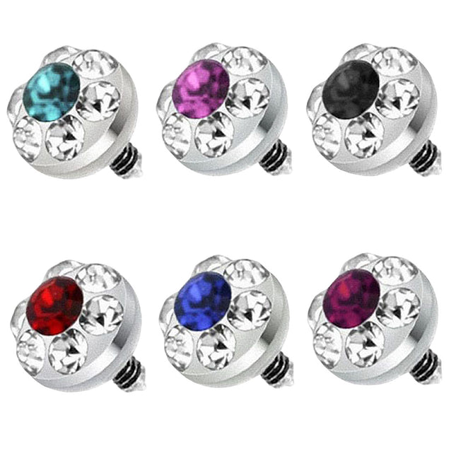 Dermal Anchor Piercing Aufsatz Multi Kristall Kugel