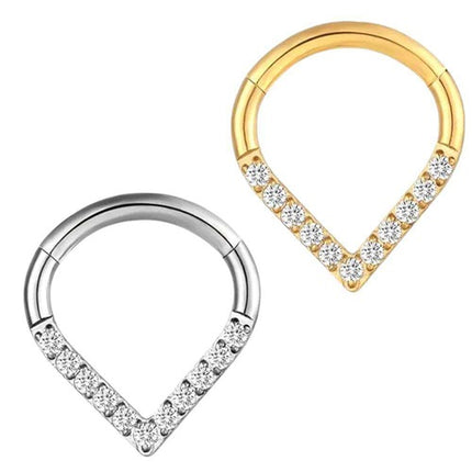 Titan Septum Piercing Clicker Tragus Helix Daith Tropfen Träne Kristalle