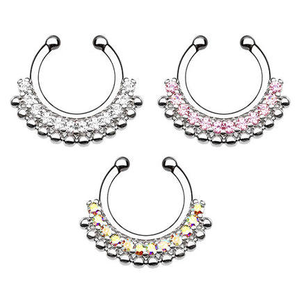 Septum Fake Piercing Hänger Nasenring mit Kristallen