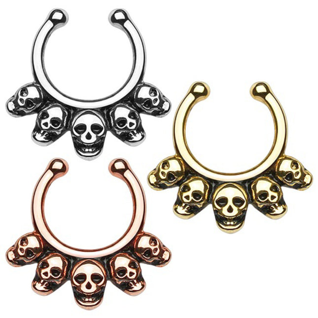 Septum Fake Nasenpiercing Ring Totenköpfe