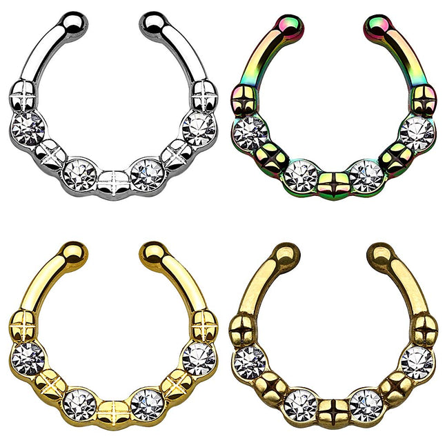 Fake Septum Piercing Nasenpiercing Ring Tribal Kristall