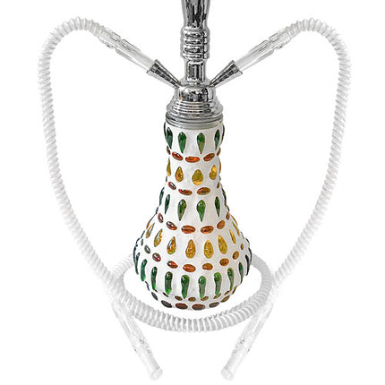 Orientalische 2 Schlauch Wasserpfeife 45cm Shisha Set Mosaik Weiß mit Kohle