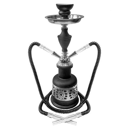 Orientalische 2 Schlauch Wasserpfeife Tribal Shisha Schwarz Set inkl. Kohle