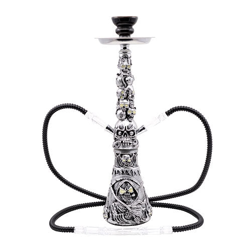 Orientalische 2 Schlauch Wasserpfeife Sensenmann 45cm Shisha Set inkl. Kohle