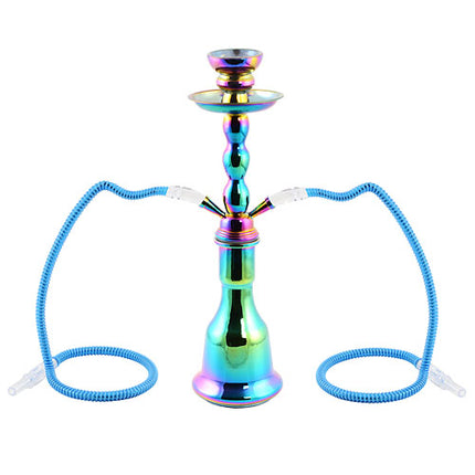 Orientalische 2 Schlauch Wasserpfeife Rainbow metallic 45cm Shisha mit Kohle