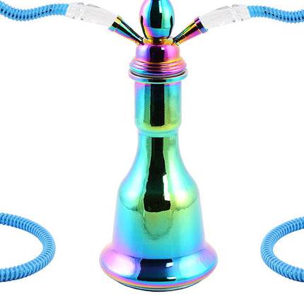 Orientalische 2 Schlauch Wasserpfeife Rainbow metallic 45cm Shisha mit Kohle