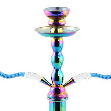 Orientalische 2 Schlauch Wasserpfeife Rainbow metallic 45cm Shisha mit Kohle