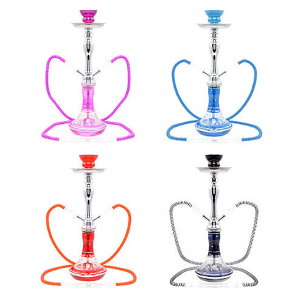 Moderne 2 Schlauch Wasserpfeife 45cm Blumen Design Shisha mit Kohle
