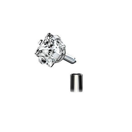 Titan Lippenpiercing Monroe Stud Ohr Stecker Kristall Quadrat Kopf