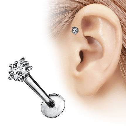 Titan Lippenpiercing Monroe Stud Ohr Stecker Kristall Stern Kopf