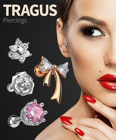 Tragus Piercing Schmuck aus Titan, Gold und Chirurgenstahl