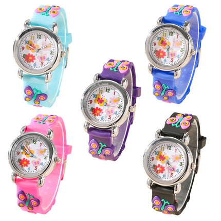 Kinder Armbanduhr Silikon Uhr Bunte Kinderuhr mit Schmetterling