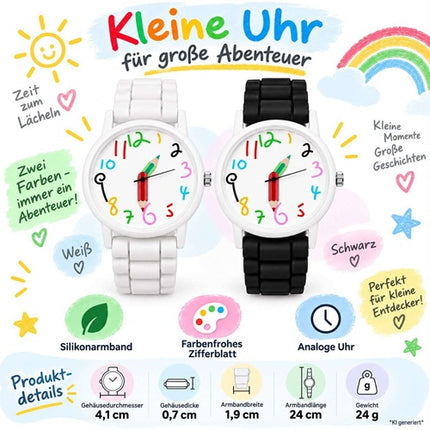 Kinderuhr Lernuhr bunte Zahlen analoge Armbanduhr mit Silikonarmband