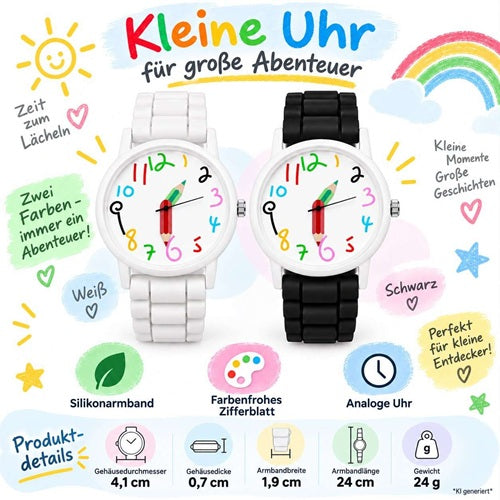 Kinderuhr Lernuhr bunte Zahlen analoge Armbanduhr mit Silikonarmband